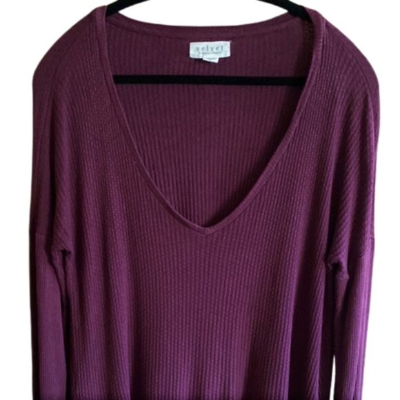Velvet by Graham & Spencer cozy comfy waffle ribbed long sleeve top tee - Picture 3 of 12